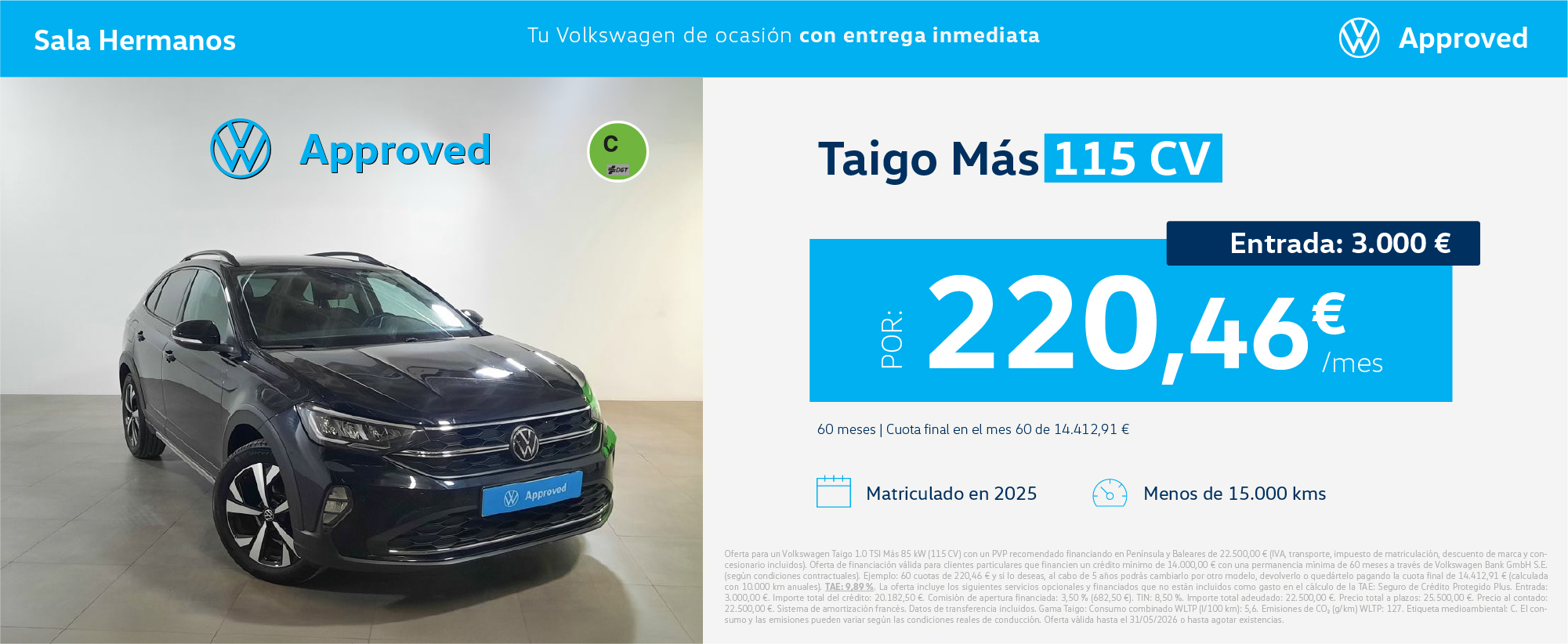 Taigo Más por 220€/mes*